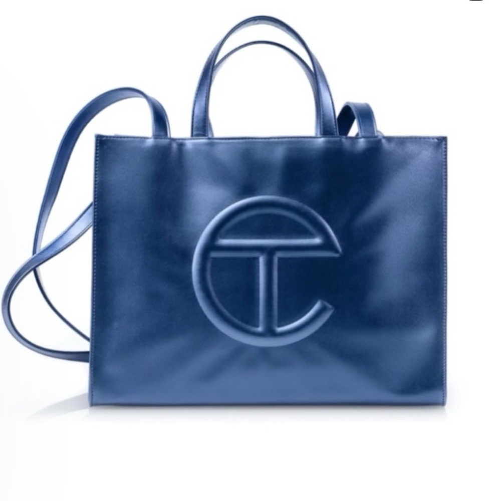 Telfar Navy Tote with Embossed Logo